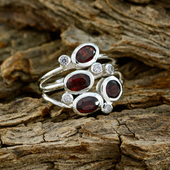 Aisha Red Gemstone Statement Ring with Silver Accents