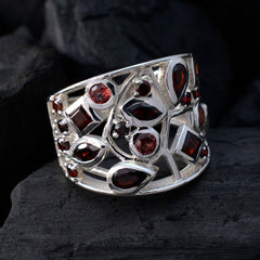 Alejandra Red Gemstone Statement Ring Silver Design