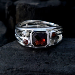 Agnes Red Gemstone Statement Ring in Silver