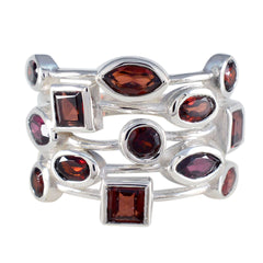 Freya silver ring with multiple red gemstones in various shapes red gemstone statement ring