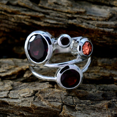 Nisa silver ring featuring multiple red gemstones with bold design red gemstone statement ring