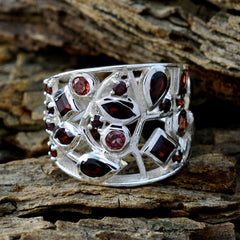 Alejandra Red Gemstone Statement Ring Silver Design