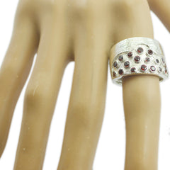 Ananya Red Gemstone Statement Ring in Silver Tone