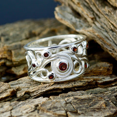 Kristine silver ring with multiple red gemstones in intricate design red gemstone statement ring