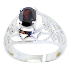 Lakshmi Red Gemstone Statement Ring in Sterling Silver Garnet Red