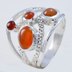 Autumn silver ring with multiple red gemstones featuring a unique textured design red gemstone statement ring