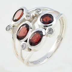 Aisha Red Gemstone Statement Ring with Silver Accents