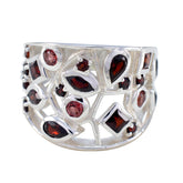 Alejandra Red Gemstone Statement Ring Silver Design Garnet Red