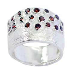 Ananya Red Gemstone Statement Ring in Silver Tone Garnet Red
