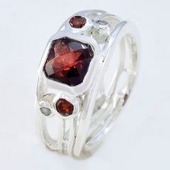 Agnes Red Gemstone Statement Ring in Silver