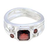 Agnes Red Gemstone Statement Ring in Silver Garnet Red