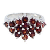 Saanvi red gemstone statement ring with multiple round red gemstones set in silver band