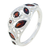 Ines sterling silver filigree band featuring marquise and round red gemstones red gemstone statement ring