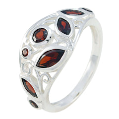 Ines sterling silver filigree band featuring marquise and round red gemstones red gemstone statement ring