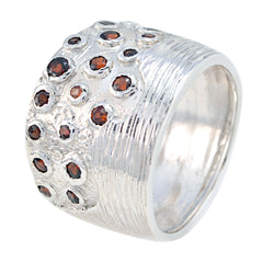 Ananya Red Gemstone Statement Ring in Silver Tone