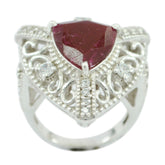 Camila Red Gemstone Statement Ring with Silver Detail Indian Ruby Red