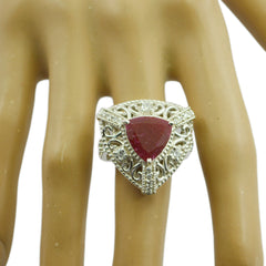 Camila Red Gemstone Statement Ring with Silver Detail