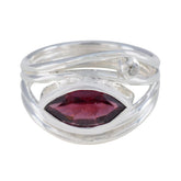Teresa red gemstone toi et moi ring with marquise cut red stone and silver band