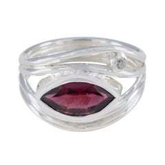 Teresa red gemstone toi et moi ring with marquise cut red stone and silver band