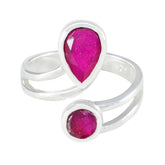 Hannah red gemstone toi et moi ring sterling silver open band pear and round stones