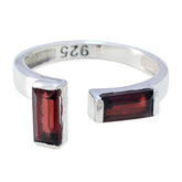 Hua silver ring featuring a red gemstone toi et moi ring design with rectangular stones