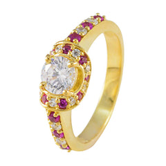 Soo-jin Red Halo Engagement Ring Gold Plated Gemstone