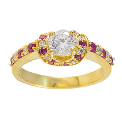 Soo-jin Red Halo Engagement Ring Gold Plated Gemstone