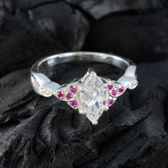 Saanvi Red Halo Gemstone Ring with Silver Band