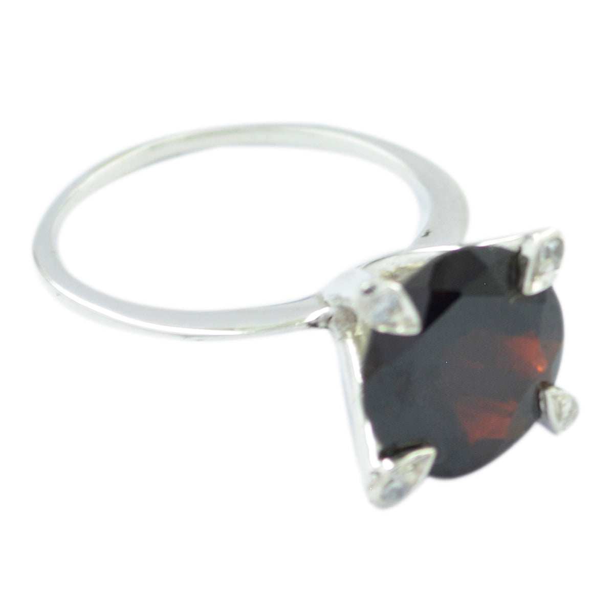 Mia Red Halo Gemstone Ring in Sterling Silver Garnet Red