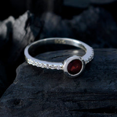 Ling Red Halo Gemstone Ring with Sterling Silver Band