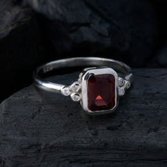 Ayaka Red Halo Gemstone Ring with Sterling Silver