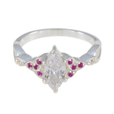 Saanvi Red Halo Gemstone Ring with Silver Band Ruby CZ Red