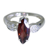 Haruka Red Halo Gemstone Ring with Silver Accents Garnet Red
