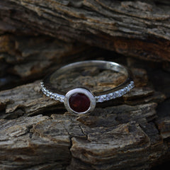 Ling Red Halo Gemstone Ring with Sterling Silver Band
