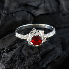 Putri Red Halo Gemstone Ring with Sparkling Silver Band