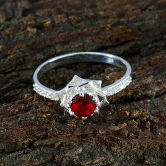 Putri Red Halo Gemstone Ring with Sparkling Silver Band