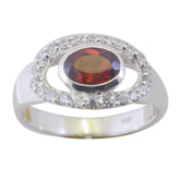 Yuki Red Halo Gemstone Ring with Sparkling Accents Garnet Red