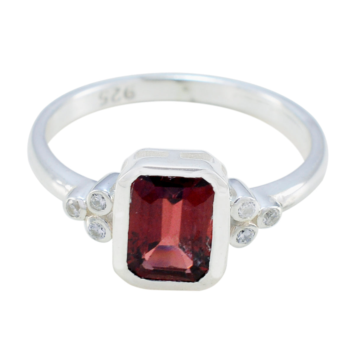 Ayaka Red Halo Gemstone Ring with Sterling Silver Garnet Red
