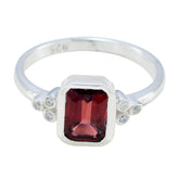 Ayaka Red Halo Gemstone Ring with Sterling Silver Garnet Red