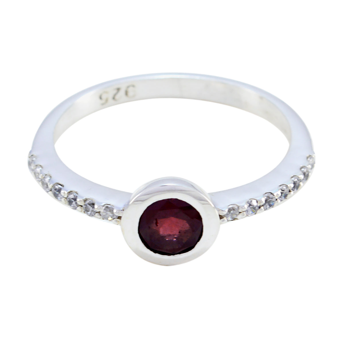 Ling Red Halo Gemstone Ring with Sterling Silver Band Garnet Red