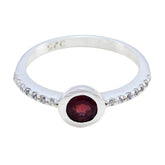 Ling Red Halo Gemstone Ring with Sterling Silver Band Garnet Red