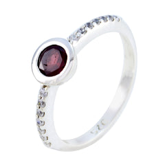 Ling Red Halo Gemstone Ring with Sterling Silver Band