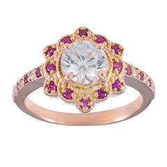 Seo-yeon Red Halo Gemstone Ring Rose Gold Statement