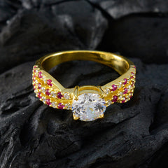 Yan Red Halo Ring for Women with Crystal Accent