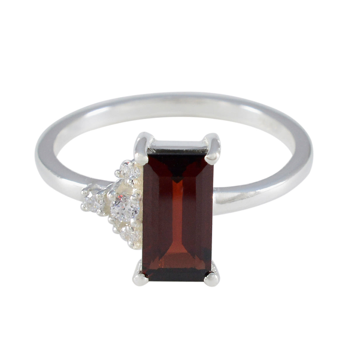Natalie Red Halo Ring for Women with Gemstone Accent Garnet Red