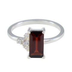 Natalie Red Halo Ring for Women with Gemstone Accent Garnet Red