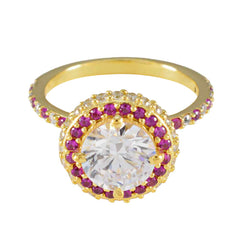 Aisha Elegant Red Halo Ring for Women Gold Jewelry Ruby CZ Red