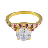 Aiko Red Halo Ring for Women with Gemstone Accent Ruby CZ Red