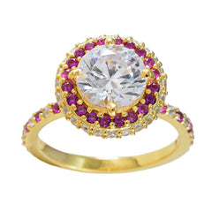 Aisha Elegant Red Halo Ring for Women Gold Jewelry