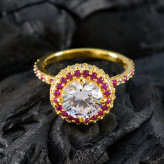 Aisha Elegant Red Halo Ring for Women Gold Jewelry